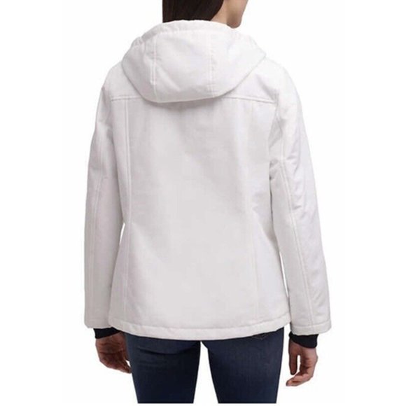 NWT Women's Softshell Hooded Lined Jacket White Tommy Hilfiger - Picture 11 of 11